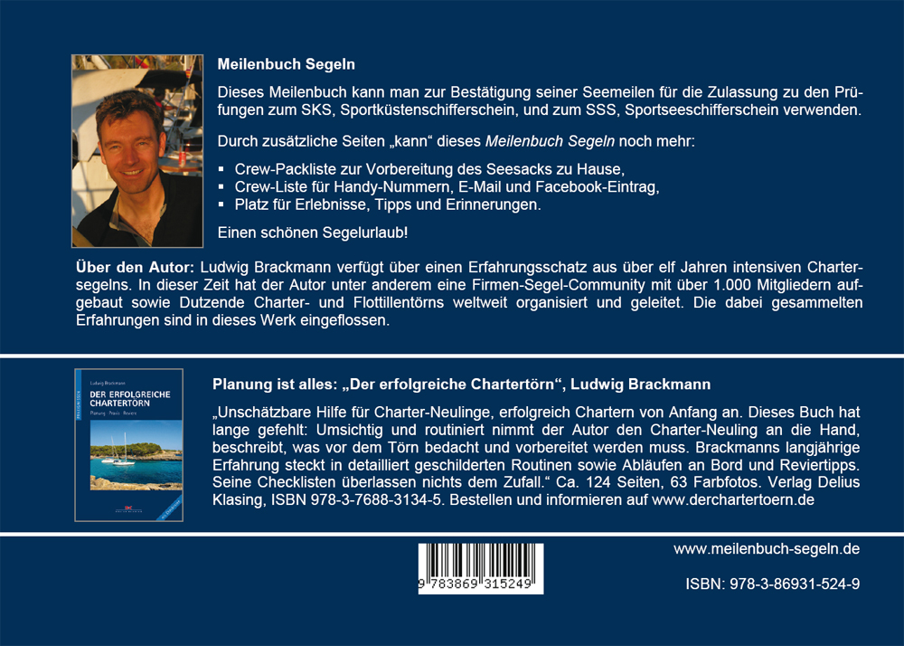 Meilenbuch Segeln. Für die Seemeilenbestätigung durch den Skipper.